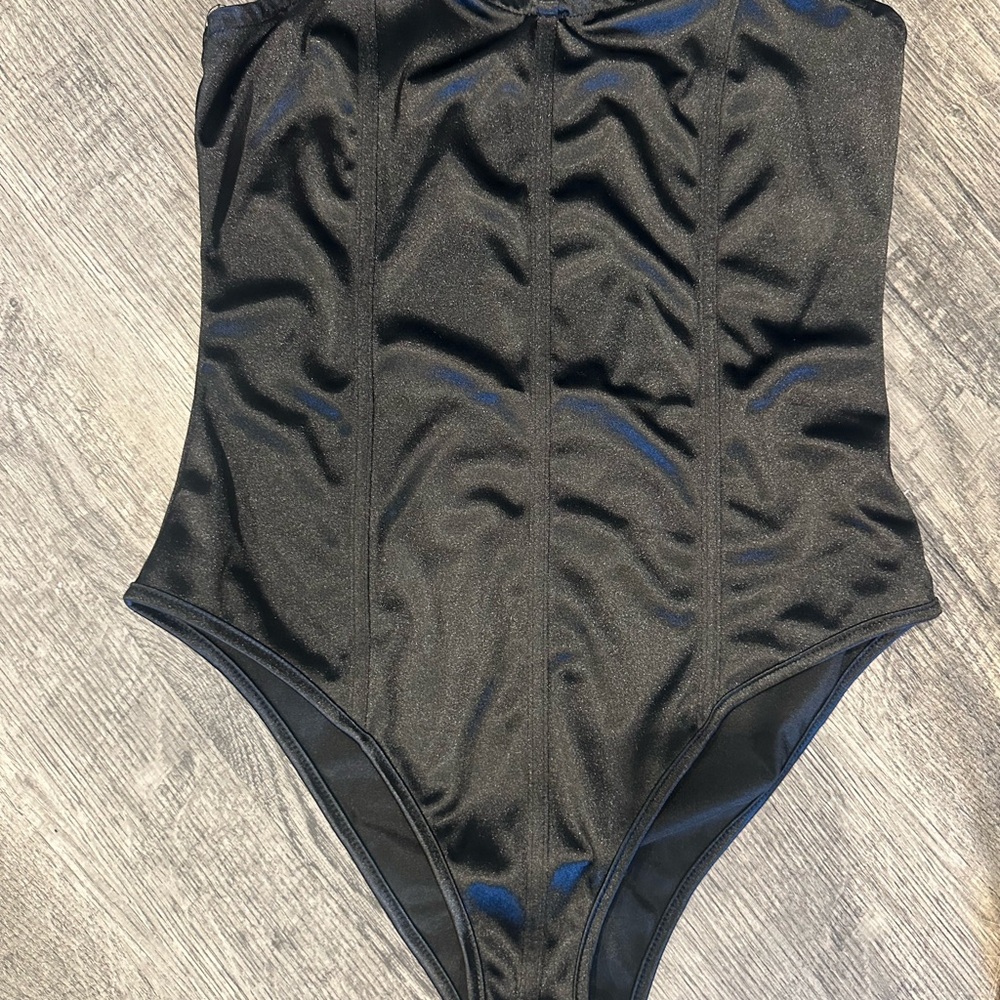 Black Strapless Bodysuit